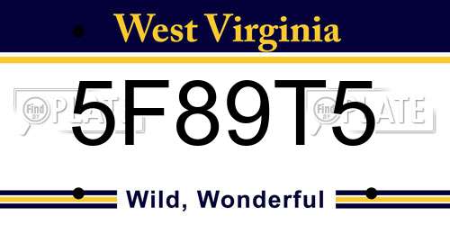 5F89T5 West Virginia License Plate