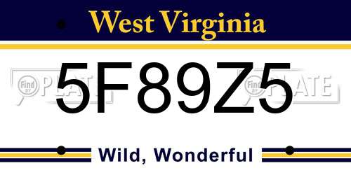 5F89Z5 West Virginia License Plate