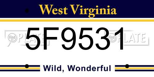 5F9531 West Virginia License Plate
