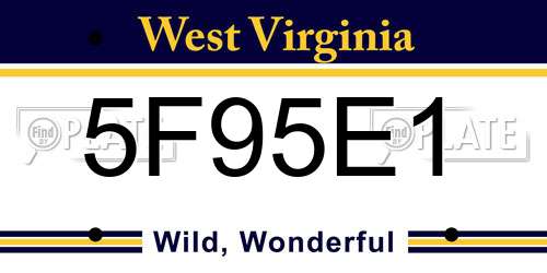 5F95E1 West Virginia License Plate