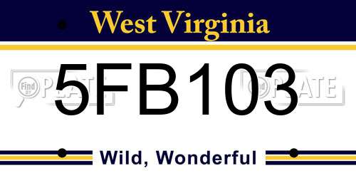 5FB103 West Virginia License Plate