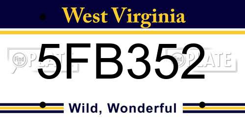 5FB352 West Virginia License Plate
