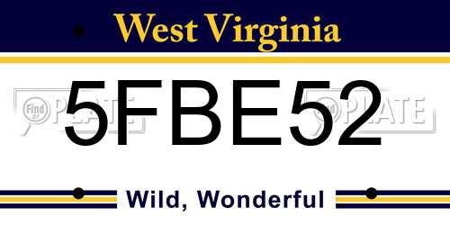 5FBE52 West Virginia License Plate