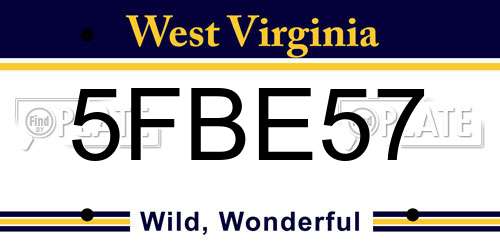 5FBE57 West Virginia License Plate
