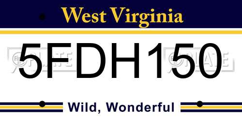5FDH150 West Virginia License Plate