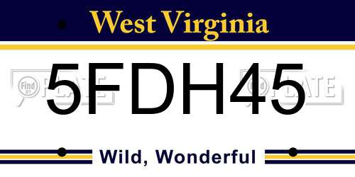 5FDH45 West Virginia License Plate