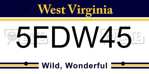5FDW45 West Virginia License Plate