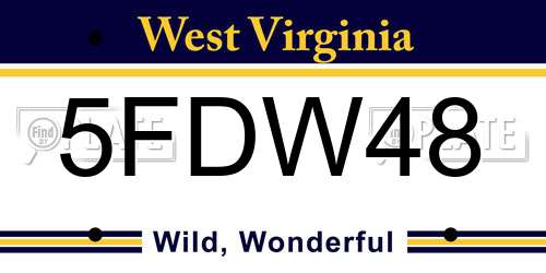 5FDW48 West Virginia License Plate