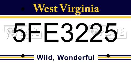 5FE3225 West Virginia License Plate