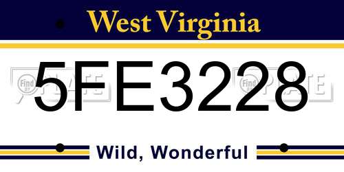 5FE3228 West Virginia License Plate