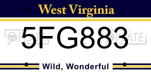 5FG883 West Virginia License Plate