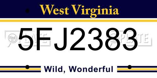 5FJ2383 West Virginia License Plate