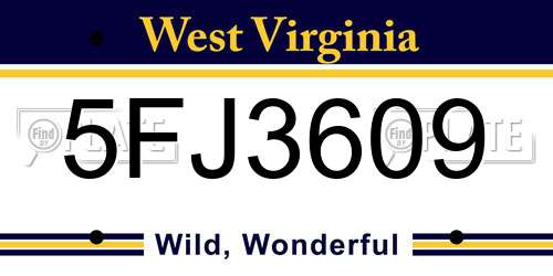5FJ3609 West Virginia License Plate