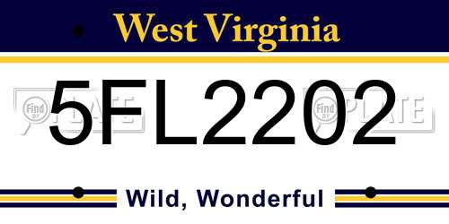 5FL2202 West Virginia License Plate