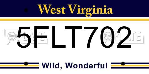 5FLT702 West Virginia License Plate