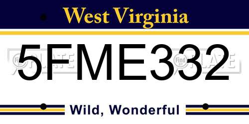 5FME332 West Virginia License Plate