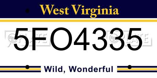 5FO4335 West Virginia License Plate