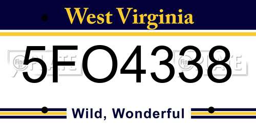 5FO4338 West Virginia License Plate