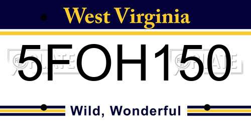 5FOH150 West Virginia License Plate