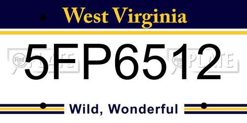 5FP6512 West Virginia License Plate