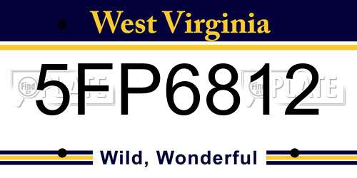 5FP6812 West Virginia License Plate