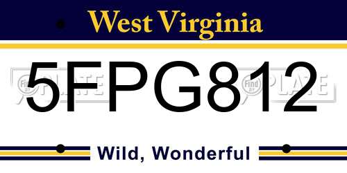 5FPG812 West Virginia License Plate