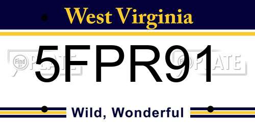 5FPR91 West Virginia License Plate