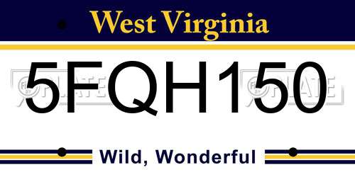 5FQH150 West Virginia License Plate