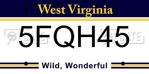 5FQH45 West Virginia License Plate