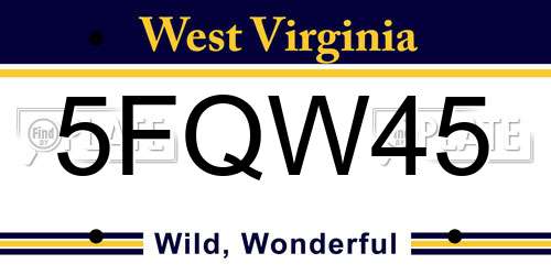 5FQW45 West Virginia License Plate