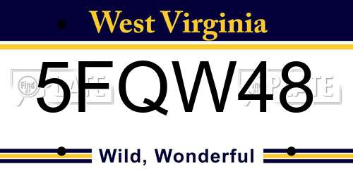 5FQW48 West Virginia License Plate