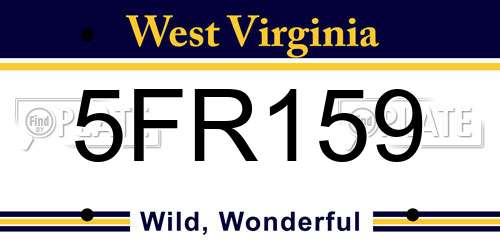 5FR159 West Virginia License Plate
