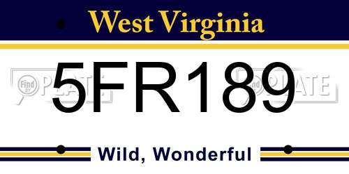 5FR189 West Virginia License Plate