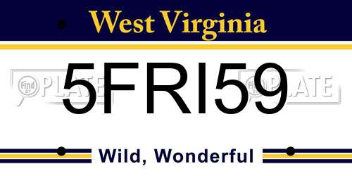 5FRI59 West Virginia License Plate
