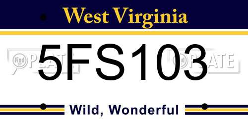 5FS103 West Virginia License Plate