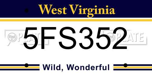 5FS352 West Virginia License Plate