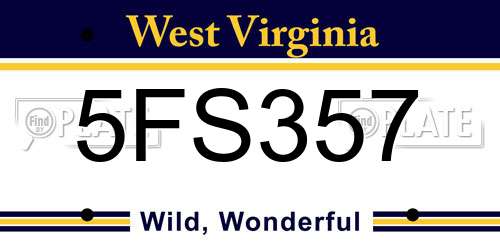 5FS357 West Virginia License Plate