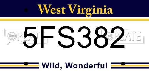 5FS382 West Virginia License Plate