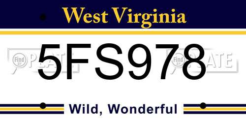 5FS978 West Virginia License Plate