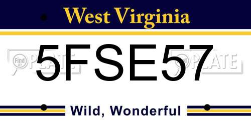 5FSE57 West Virginia License Plate