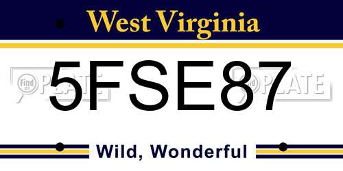 5FSE87 West Virginia License Plate