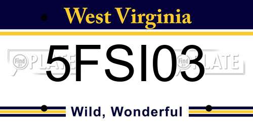 5FSI03 West Virginia License Plate