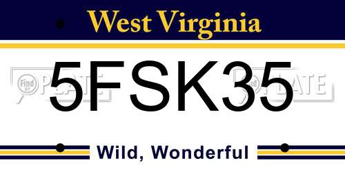 5FSK35 West Virginia License Plate