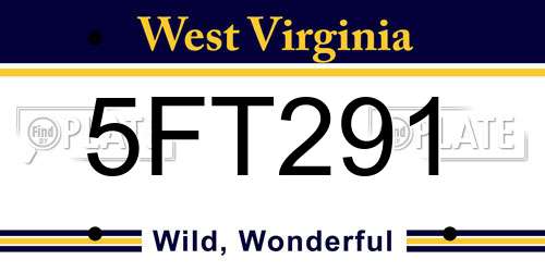 5FT291 West Virginia License Plate