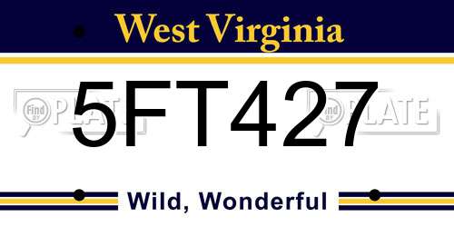 5FT427 West Virginia License Plate