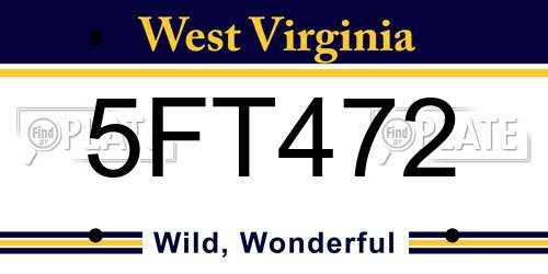 5FT472 West Virginia License Plate