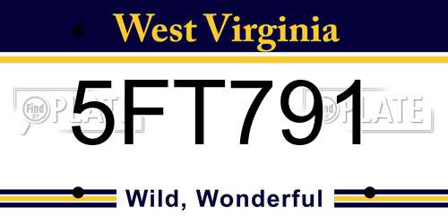 5FT791 West Virginia License Plate