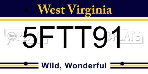 5FTT91 West Virginia License Plate
