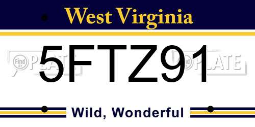5FTZ91 West Virginia License Plate
