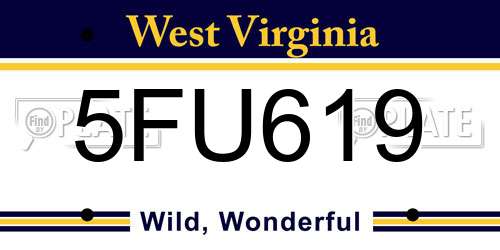 5FU619 West Virginia License Plate